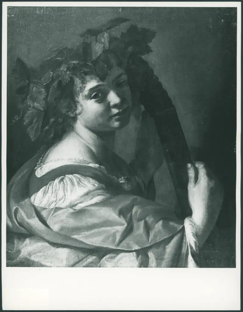 Anonimo caravaggesco - sec. XVII - Bacco con strumento musicale