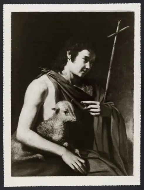 Anonimo caravaggesco napoletano; Stanzione Massimo; Vaccaro Andrea - cerchia;  - sec. XVII - San Giovanni Battista con l'agnello