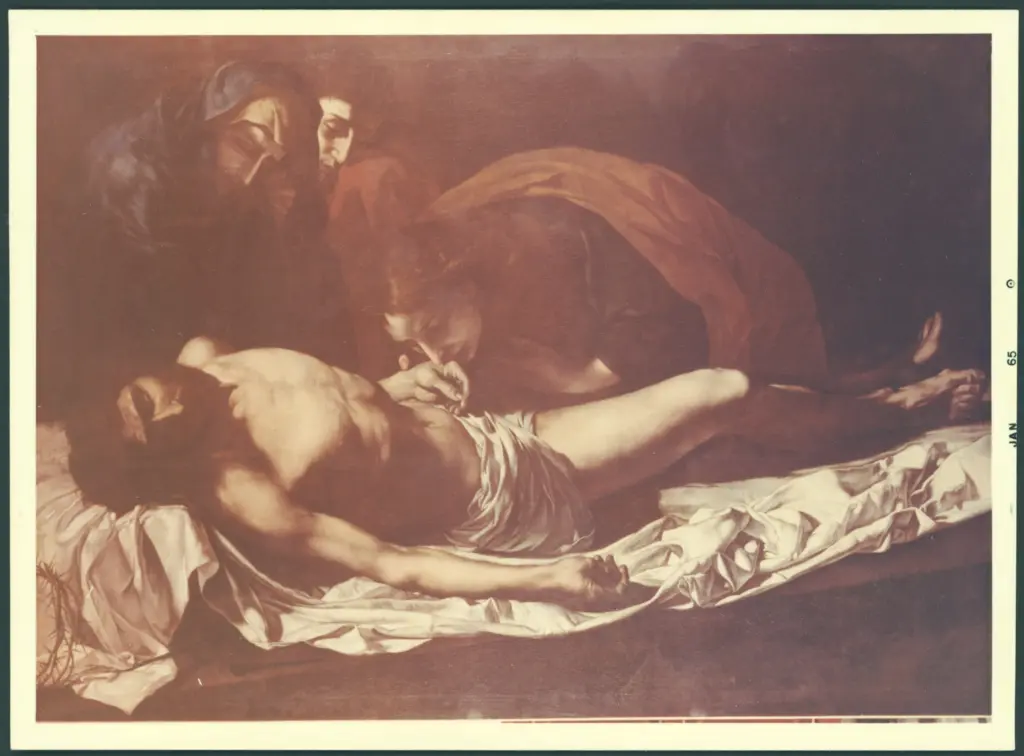 Anonimo caravaggesco italiano - sec. XVII - Compianto sul Cristo morto