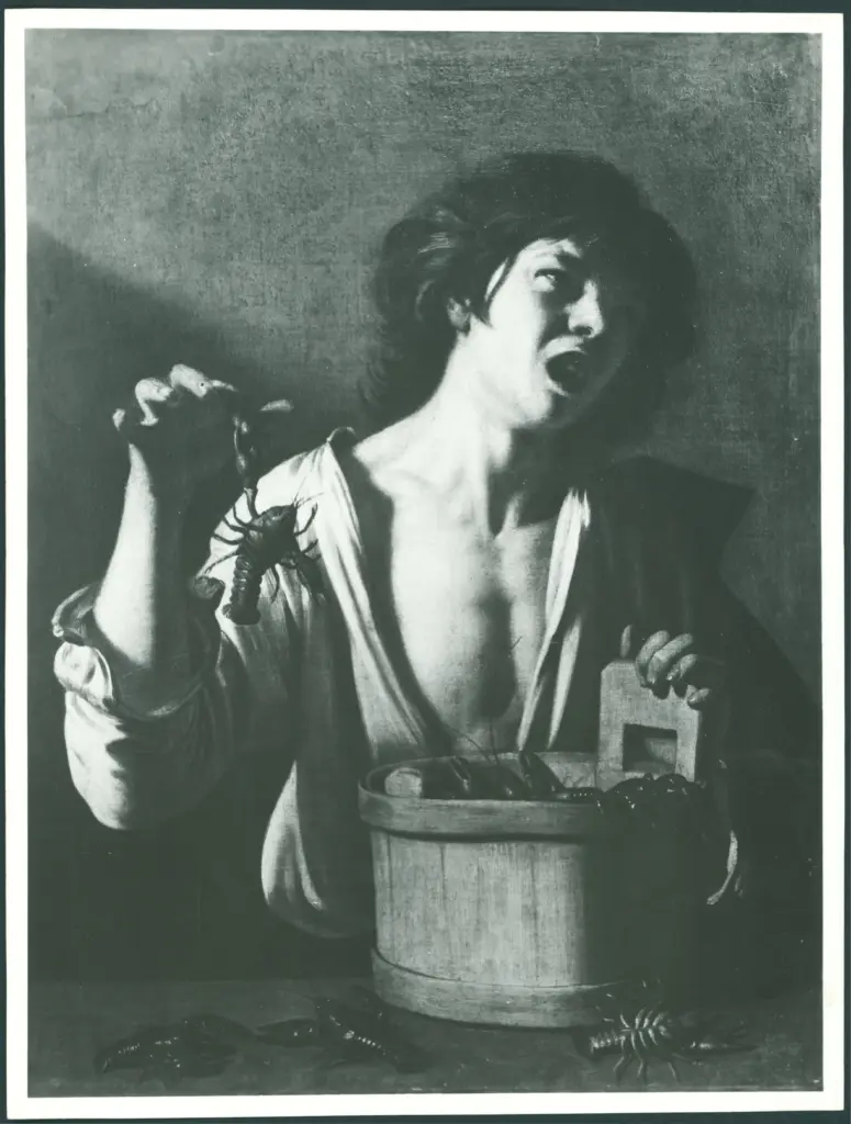 Anonimo caravaggesco italiano - sec. XVII - Ragazzo morso da un gambero