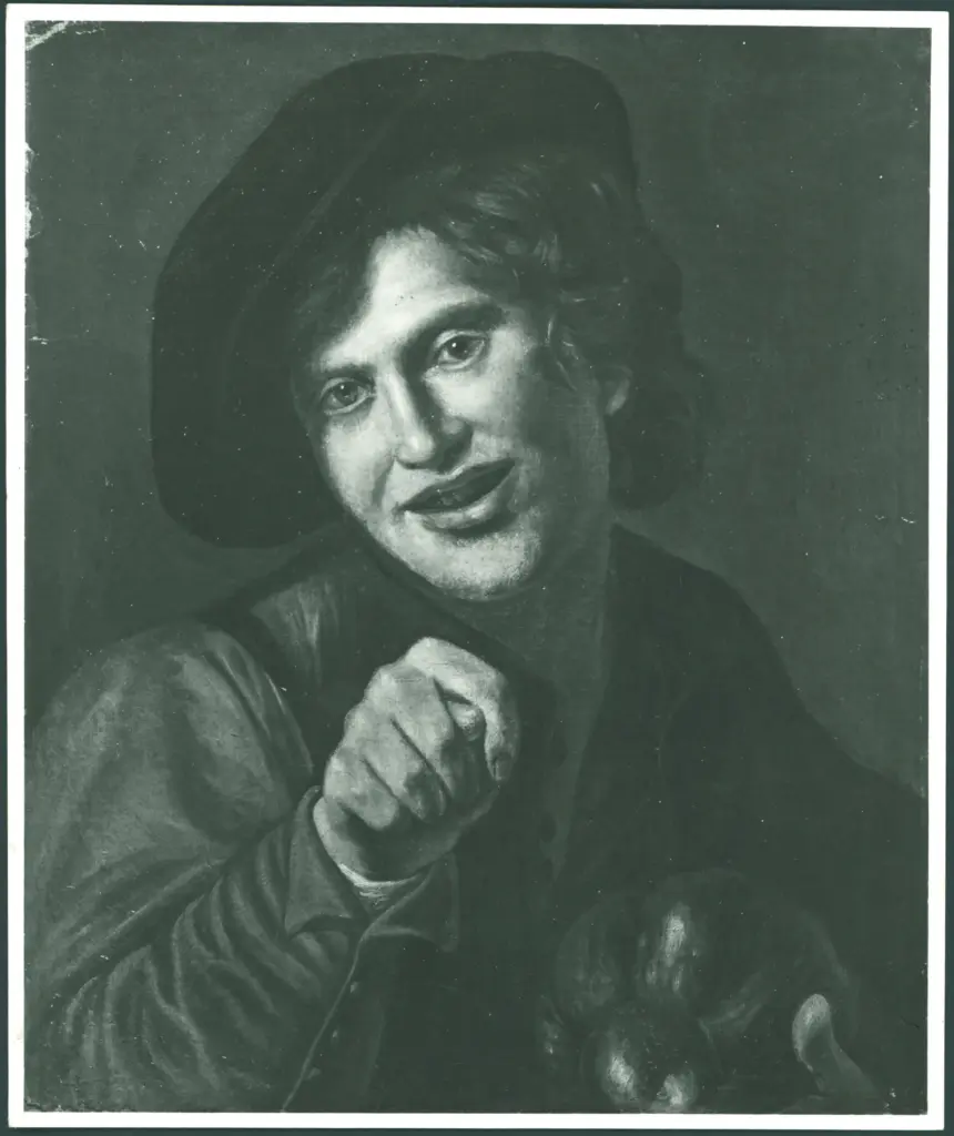 Anonimo caravaggesco italiano - sec. XVII - Figura maschile che compie gesto volgare