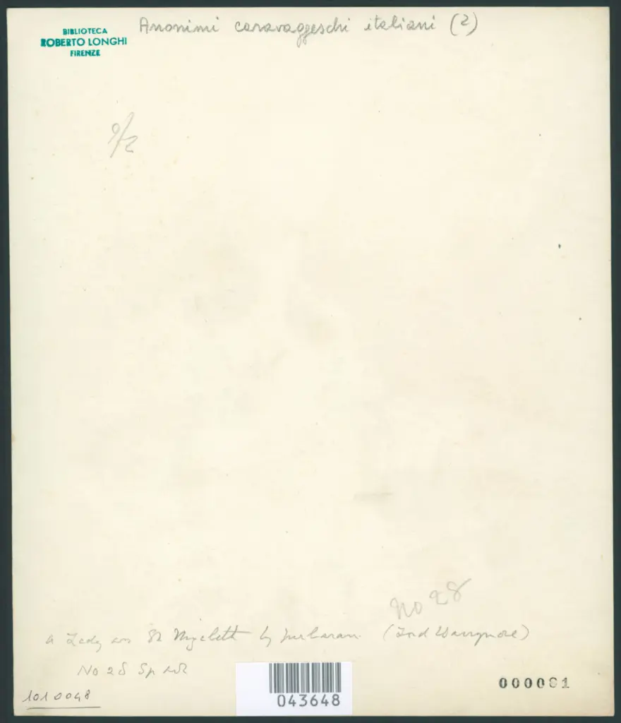 Anonimo caravaggesco italiano - sec. XVII - Ritratto di donna e scena di carità