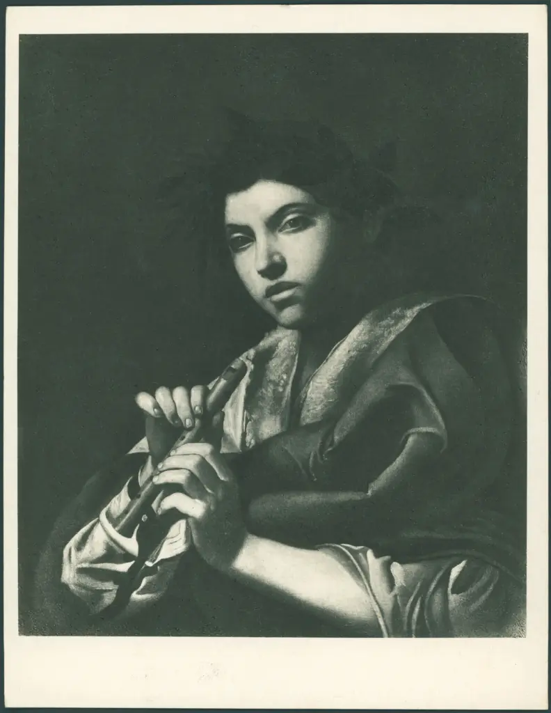 Suonatore di flauto con corona di alloro