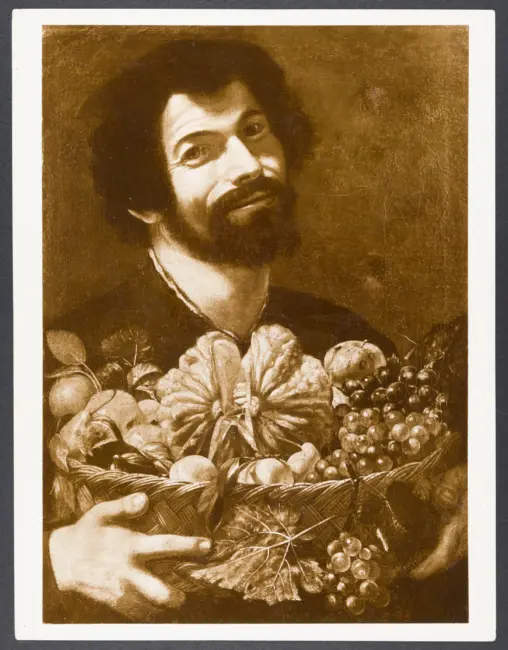 Uomo con canestro di frutta