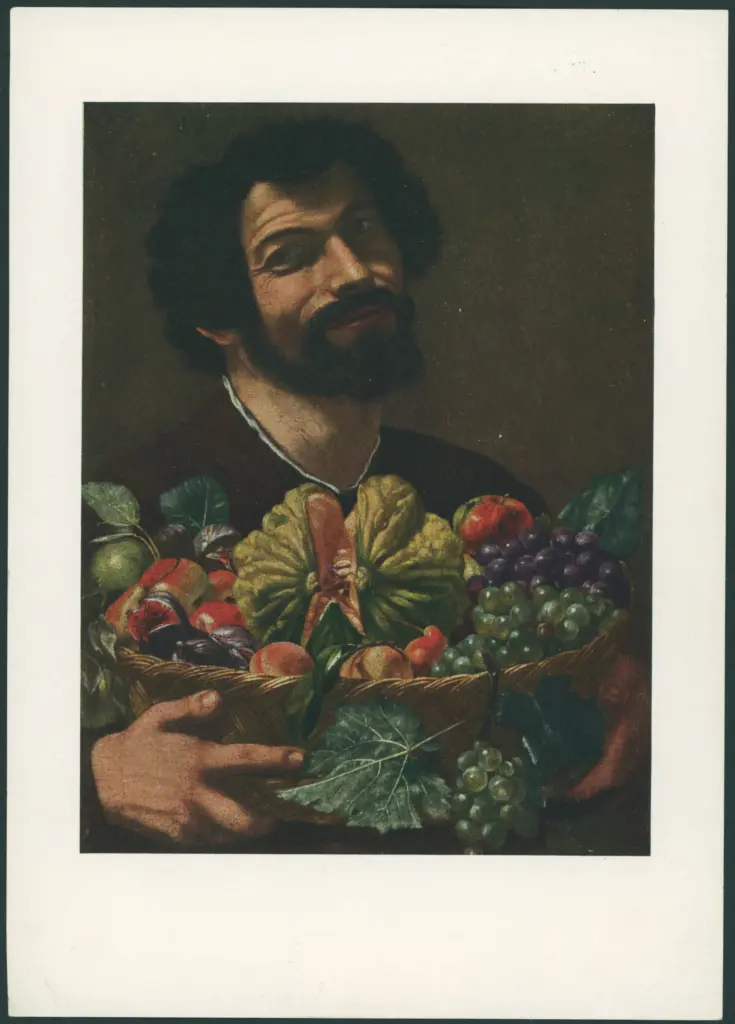 Uomo con canestro di frutta