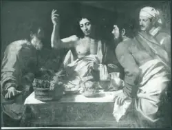 Anonimo caravaggesco italiano; Anonimo caravaggesco francese - sec. XVII - Cena in Emmaus