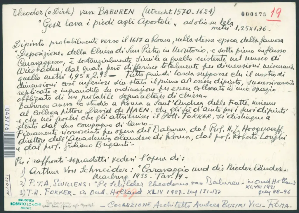 Theodor (o Dirk) van Baburen (Utrecht 1570-1624). Gesù lava i piedi agli Apostoli