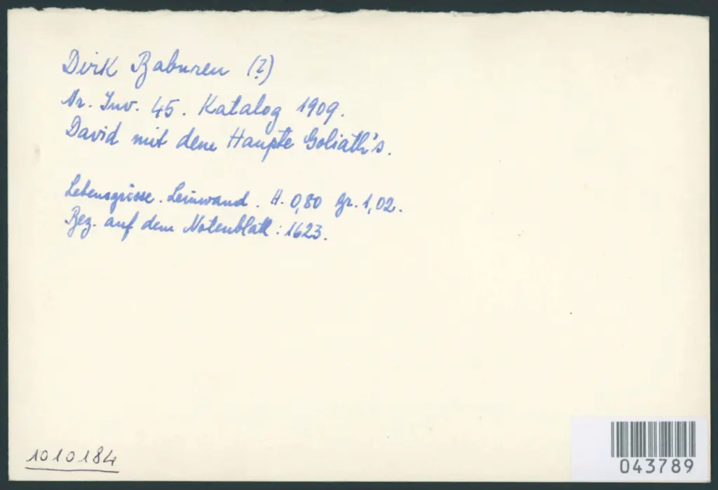 Dirk Baburen (?) Nr. Inv. 45. Katalog 1909. David mit dene Haupte Goliath's