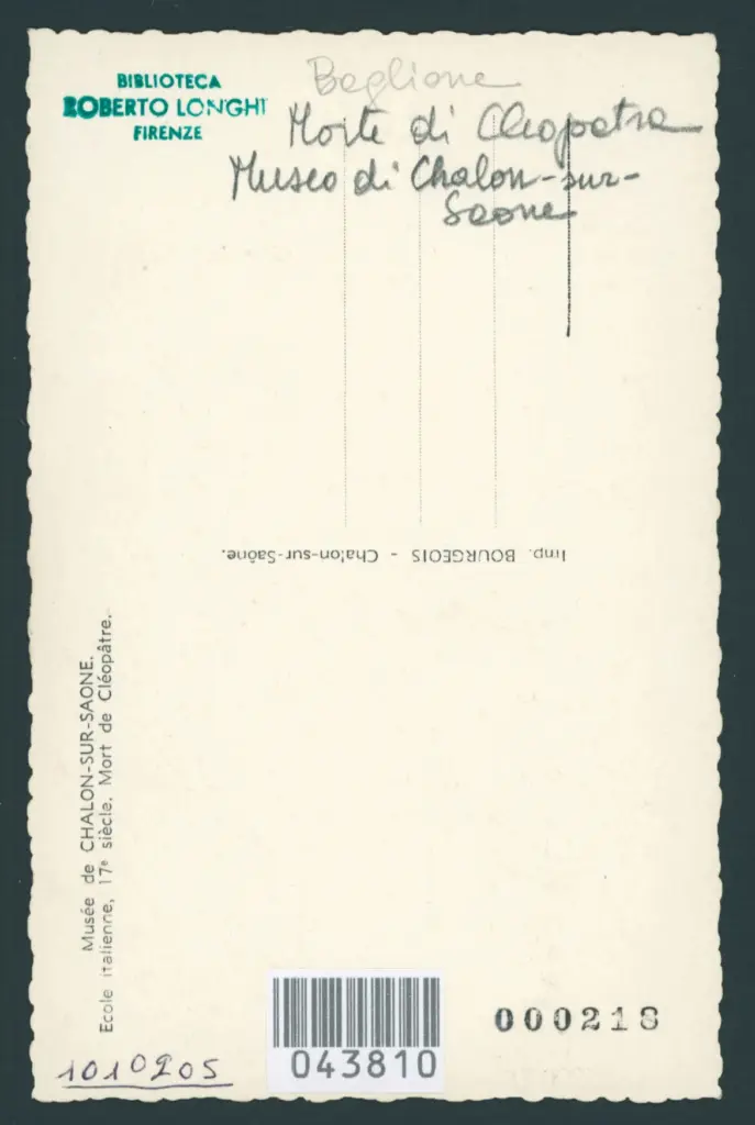 Musée de Chalon-sur-Saone. Ecole Italienne, 17e siècle. Mort de Cléopatre