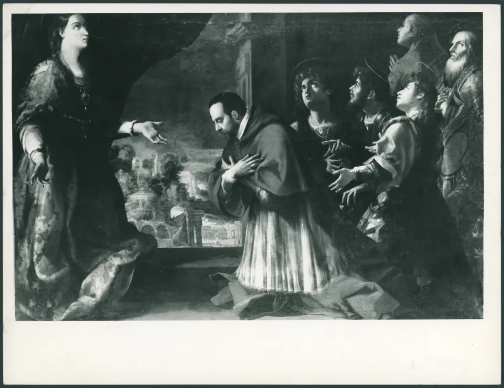 Santa Cecilia con il cardinale Paolo Emilio Sfrondato orante e i santi Valeriano, Massimo, Tiburzio, Lucio Papa e Urbano Papa