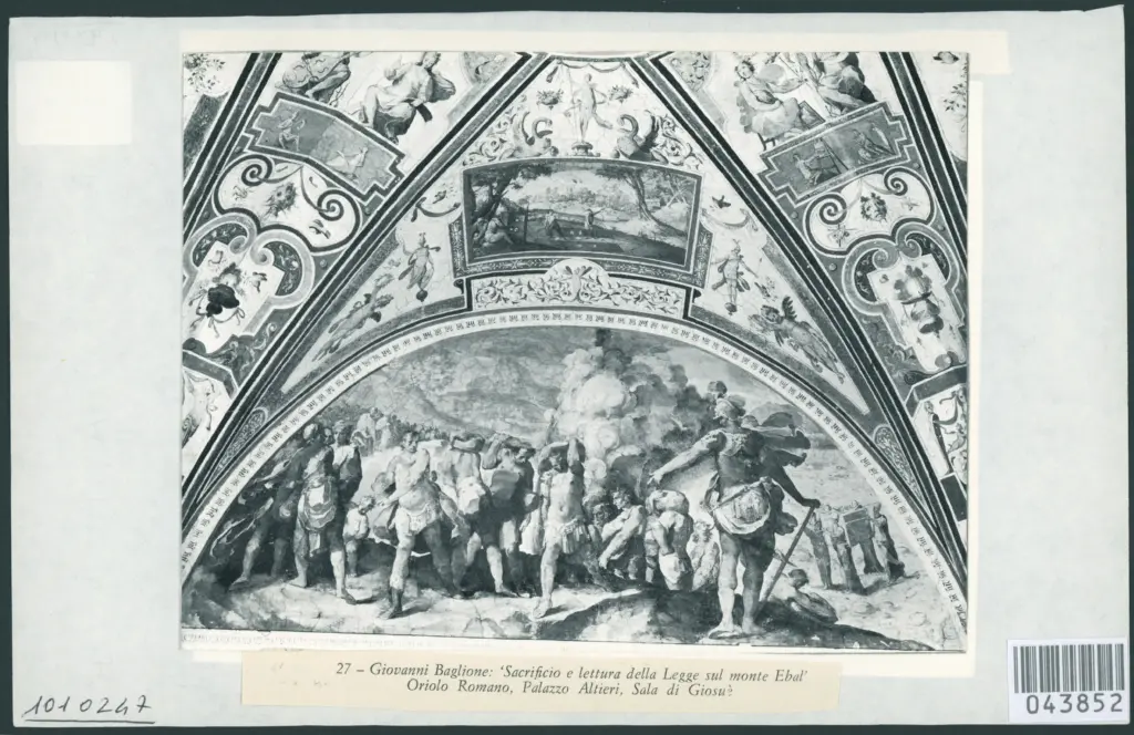 27 - Giovanni Baglione: 'Sacrificio e lettura della Legge sul monte Ebal'. Oriolo Romano, Palazzo Altieri, Sala di Giosuè