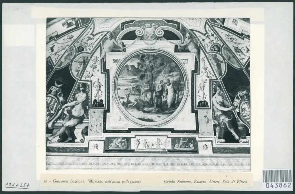 36 - Giovanni Baglione: 'Miracolo dell'ascia galleggiante'. Oriolo Romano, Palazzo Altieri, Sala di Eliseo