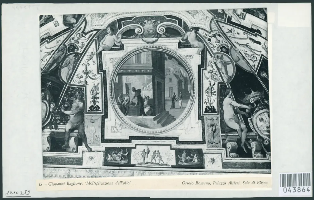 38 - Giovanni Baglione: 'Moltiplicazione dell'olio'. Oriolo Romano, Palazzo Altieri, Sala di Eliseo