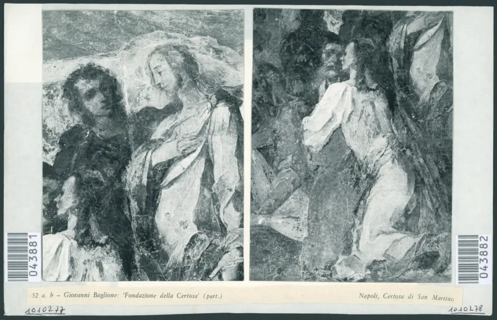 52 a, b - Giovanni Baglione: 'Fondazione della Certosa' (part.). Napoli, Certosa di San Martino