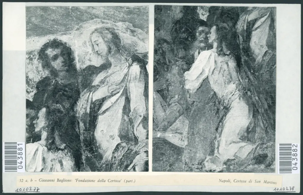 52 a, b - Giovanni Baglione: 'Fondazione della Certosa' (part.). Napoli, Certosa di San Martino