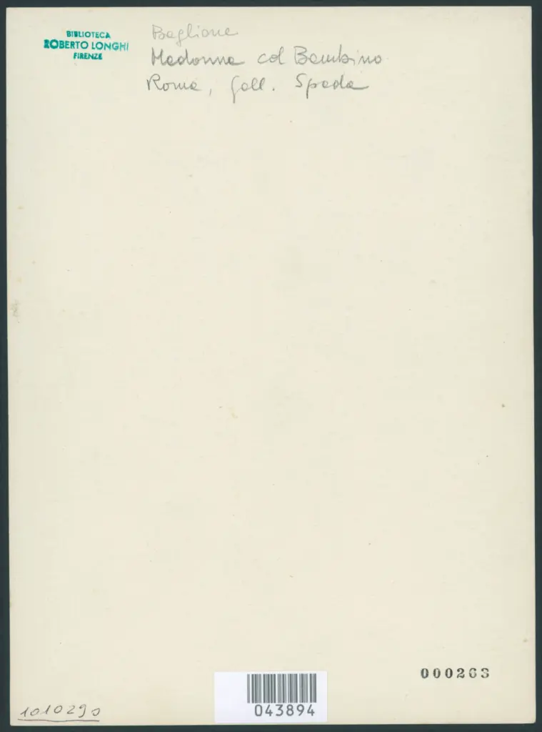 Baglione Giovanni (?) - sec. XVI/ XVII - Madonna con Bambino