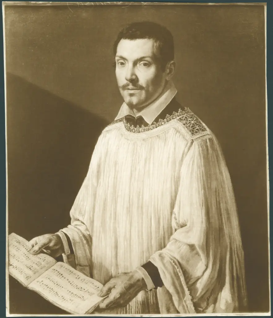 Ritratto di religioso con spartito musicale