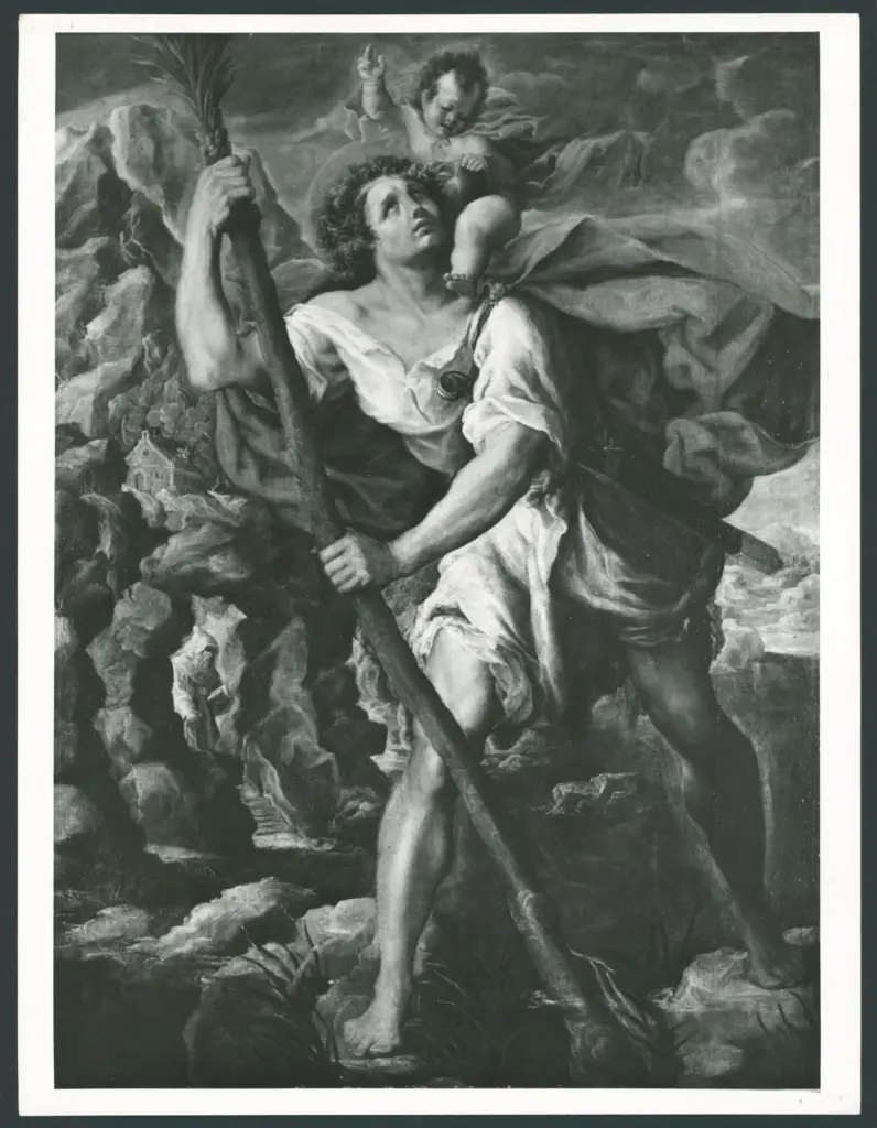 San Cristoforo guada il fiume con Gesù Bambino sulle spalle