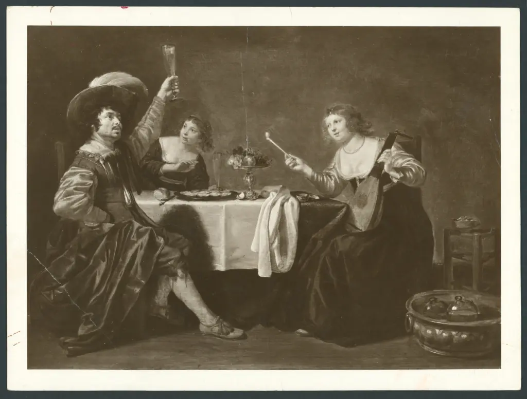 Scena di banchetto con suonatrice di liuto