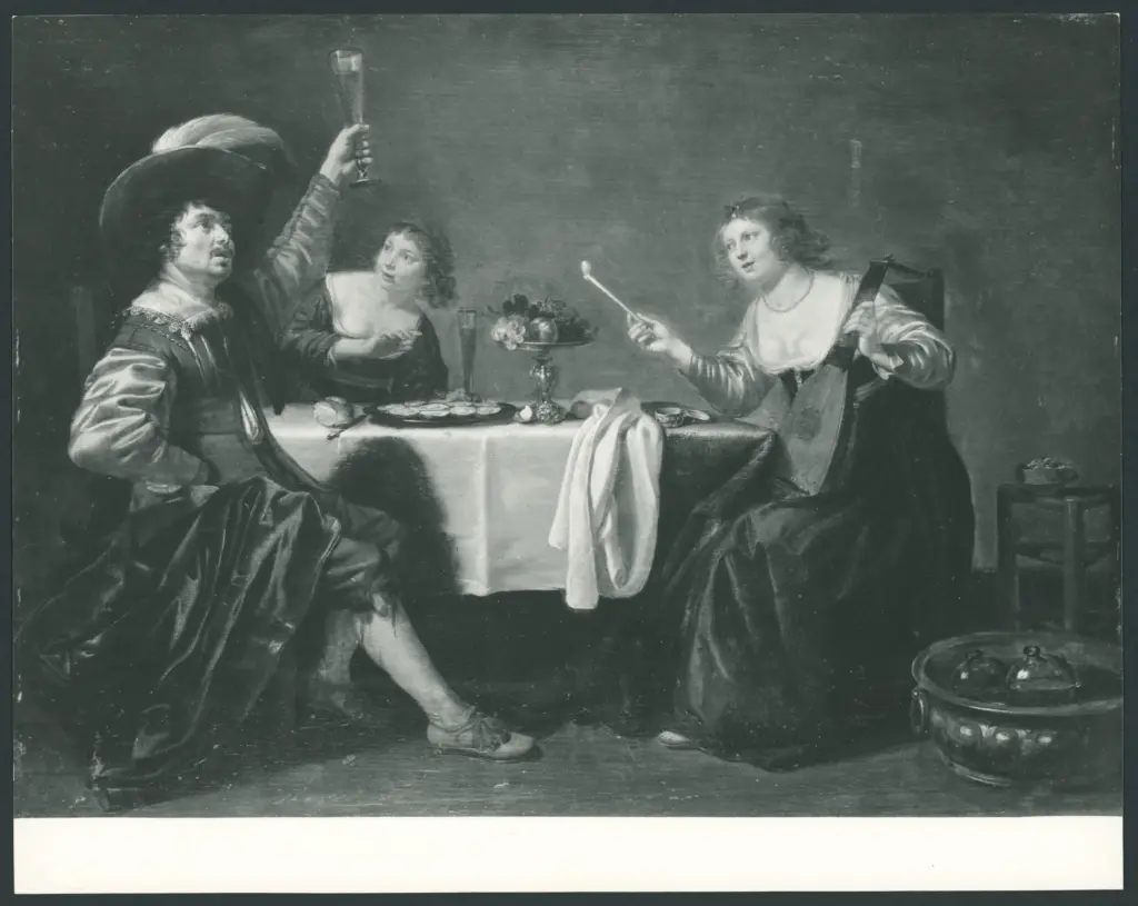 Scena di banchetto con suonatrice di liuto