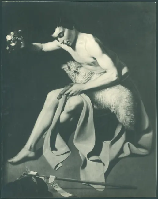 San Giovanni Battista con agnello e fiori