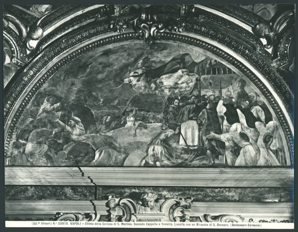 San Gennaro ferma la lava durante l'eruzione