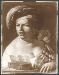 Caroselli Angelo - sec. XVII - Cantante con cappello piumato
