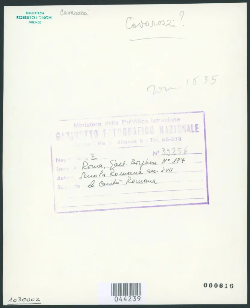 Cavarozzi Bartolomeo - sec. XVII - Carità romana