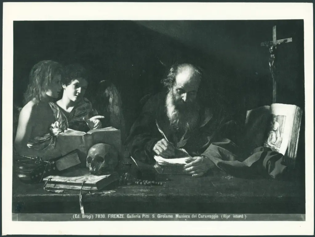 San Girolamo scrivente con due angeli