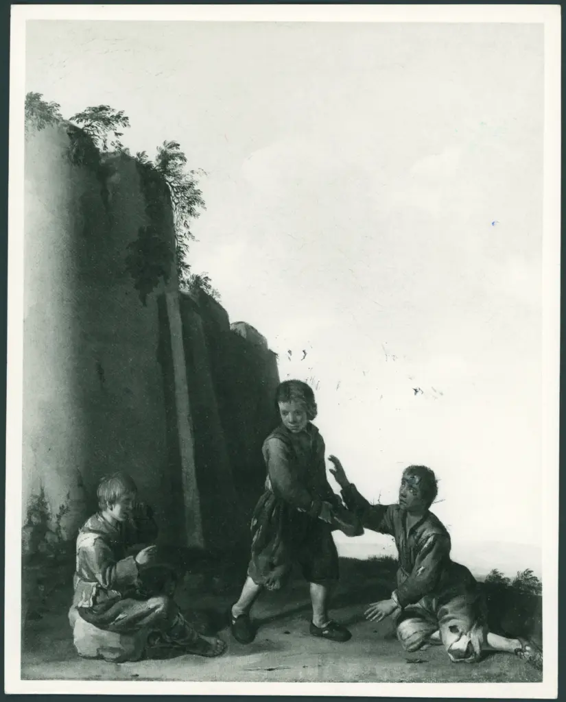 Cerquozzi Michelangelo (Michelangelo delle Bambocciate/ Michelangelo delle Battaglie) - (?) - sec. XVII - Sosta di giovani contadini