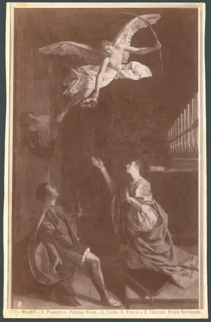 Santa Cecilia e san Valeriano incoronati da un angelo con san Tiburzio