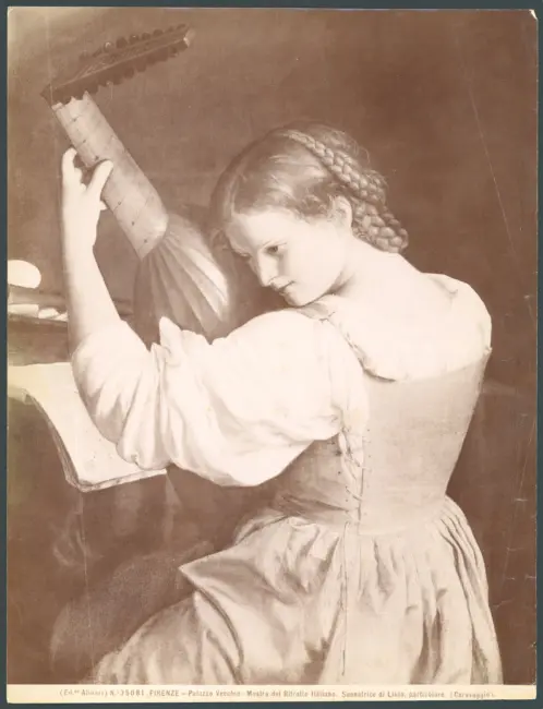 Firenze - Palazzo Vecchio - Mostra del Ritratto Italiano. Suonatrice di Liuto, particolare. (Caravaggio).