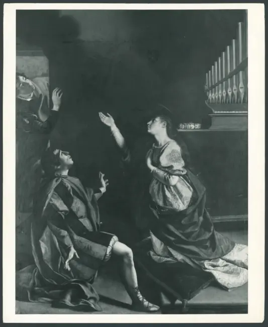 Santa Cecilia e san Valeriano incoronati da un angelo con san Tiburzio