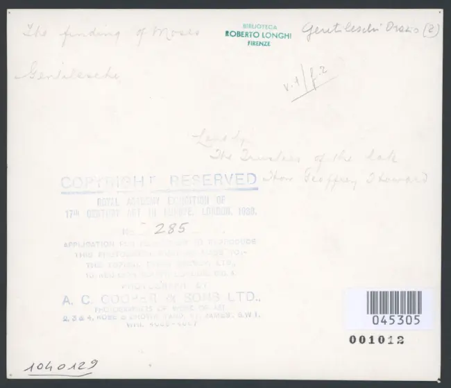 Gentileschi Orazio - sec. XVII - Mosè consegnato alla figlia del faraone