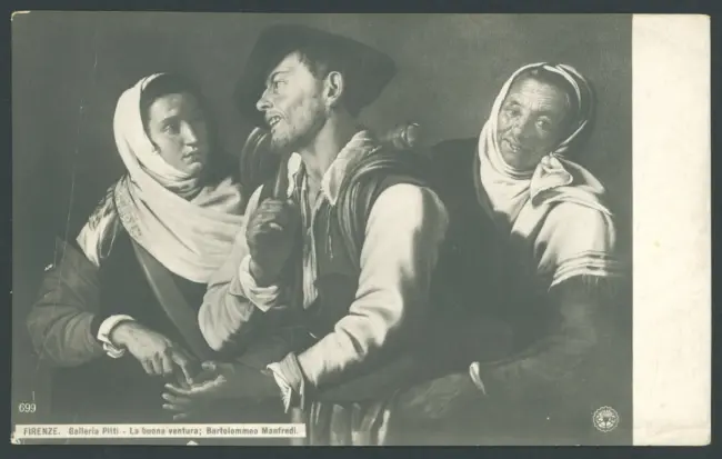 Firenze. Galleria Pitti. La buona ventura; Bartolommeo Manfredi.