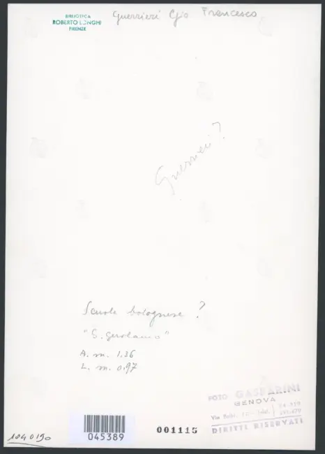 Guerrieri Giovanni Francesco (?); Anonimo artista (scuola bolognese) (?) - sec. XVII - San Girolamo penitente