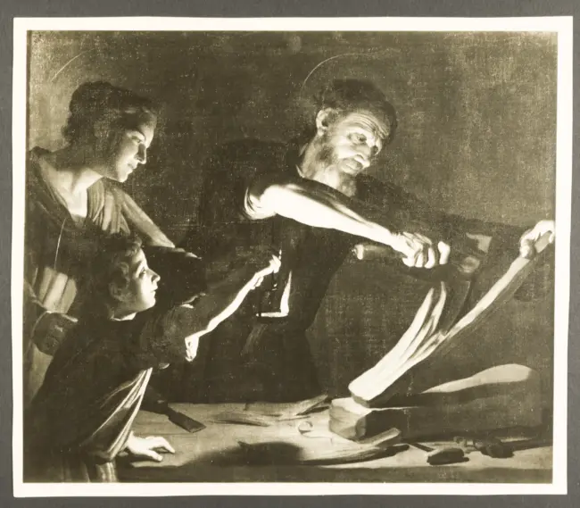 Gesù fanciullo nella bottega di san Giuseppe con la Madonna