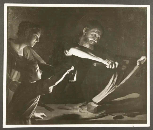 Gesù fanciullo nella bottega di san Giuseppe con la Madonna