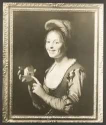 Honthorst Gerrit van (Gherardo delle Notti) - sec. XVII - Figura femminile che indica un quadretto