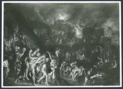 Lastman Pieter - sec. XVII - Enea e Anchise in fuga da Troia in fiamme