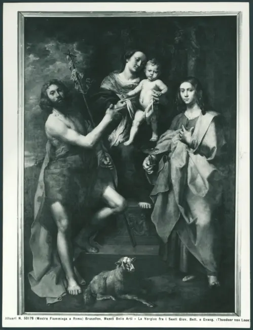 (Mostra Fiamminga a Roma) Bruxelles, Museo Belle Arti - La Vergine fra i Santi Giov. Batt. e Evang. (Theodoor van Loon)