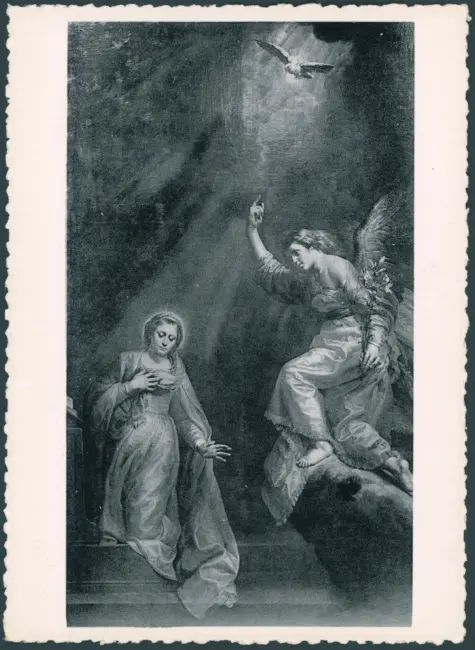 Bruxelles - Eglise du Béguinage. L'annonciation, par Van Loon. XVIIe siécle. Brussel - Kerk van 't Begijnhof. De Boodschap der Engels, door Van Loon. XVIIe eeuw.