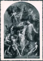 Bruxelles - Eglise du Béguinage. La Ste Trinité, La Ste-Vierge, St-J. Bte et des Anges, par Van Loon. XVIIe siécle.