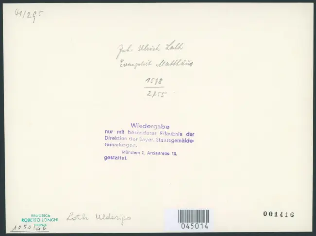 Joh. Ulrich Loth. Evangelist Matthäus