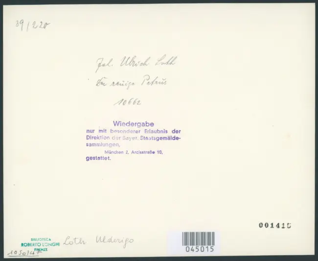 Joh. Ulrich Loth. Der reuige Petrus