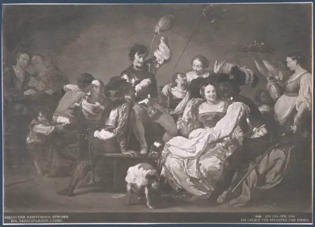 KGL. Gemaldegalerie Cassel. Jan Lys Gen. Pan. Ein Gelage von Soldaten und Dirnen