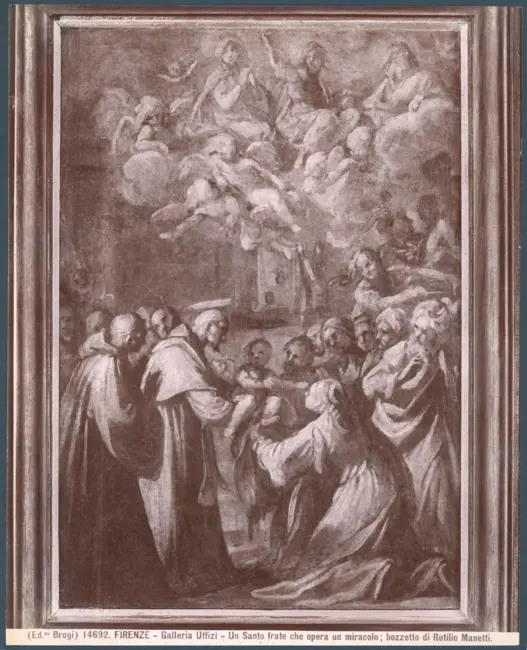 Firenze - Galleria Uffizi - Un Santo frate che opera un miracolo ; bozzetto di Rutilio Manetti.