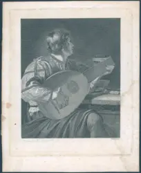 Reindel Albert Christoph (incisore); Manfredi Bartolomeo(inventore) - sec. XVII - Suonatore di liuto