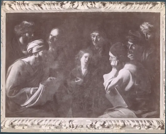 Firenze. Galleria Uffizi. Gesù in mezzo ai Dottori; Caravaggio.
