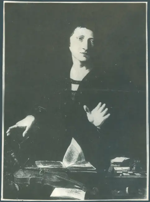 Ritratto maschile con violino, libro aperto e giochi